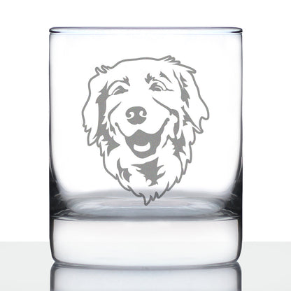 NEW Golden Retriever Happy Face - 10 Ounce Rocks Glass
