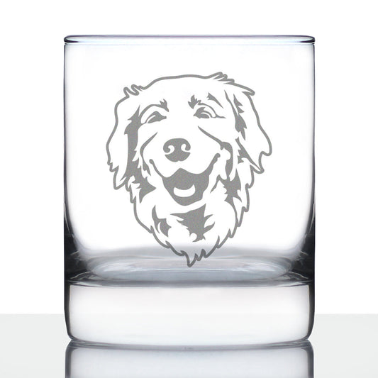 NEW Golden Retriever Happy Face - 10 Ounce Rocks Glass