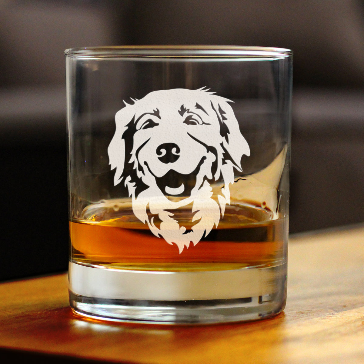 NEW Golden Retriever Happy Face - 10 Ounce Rocks Glass