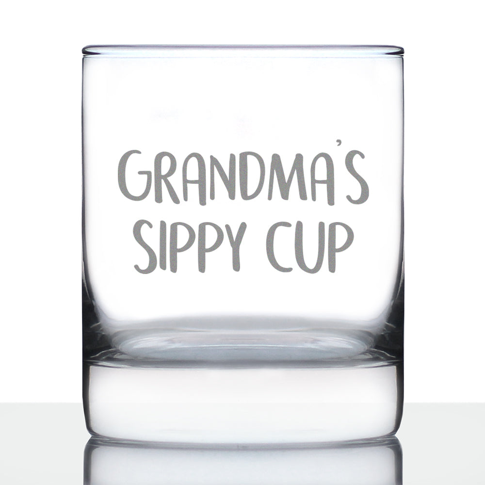 Grandma's Sippy Cup - Unique Whiskey Rocks Glass for Grandmothers - Cute Grandparents Themed Gifts - 10.25 Oz