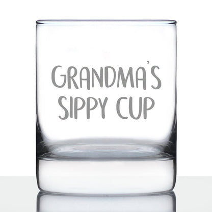 Grandma's Sippy Cup - Unique Whiskey Rocks Glass for Grandmothers - Cute Grandparents Themed Gifts - 10.25 Oz