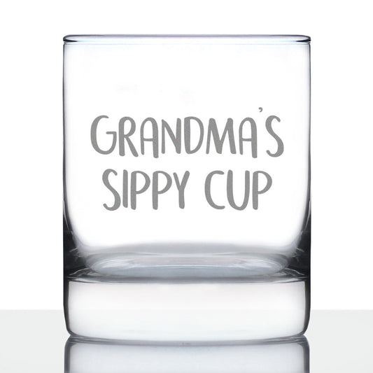 Grandma's Sippy Cup - Unique Whiskey Rocks Glass for Grandmothers - Cute Grandparents Themed Gifts - 10.25 Oz