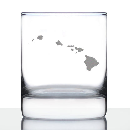 Hawaii State Outline Whiskey Rocks Glass - State Themed Drinking Decor and Gifts for Hawaiian Women & Men - 10.25 Oz Whisky Tumbler Glasses