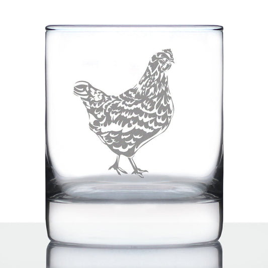 Hen - 10 oz Rocks Glass or Old Fashioned Glass - Cute Farmhouse Decor Gifts for Lovers of Hens and Whiskey