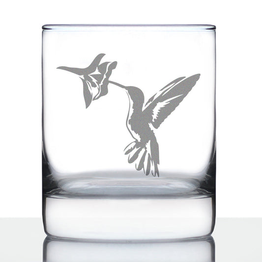 Hummingbird - Whiskey Rocks Glass Gifts - Bird Themed Gifts and Decor for Men & Women - 10.25 Oz Glasses