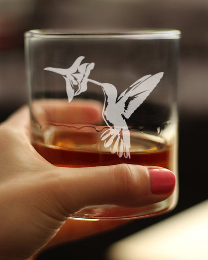 Hummingbird - Whiskey Rocks Glass Gifts - Bird Themed Gifts and Decor for Men & Women - 10.25 Oz Glasses