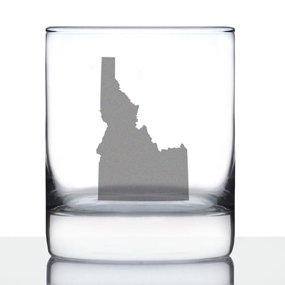 Idaho State Outline Whiskey Rocks Glass - State Themed Drinking Decor and Gifts for Idahoan Women & Men - 10.25 Oz Whisky Tumbler Glasses