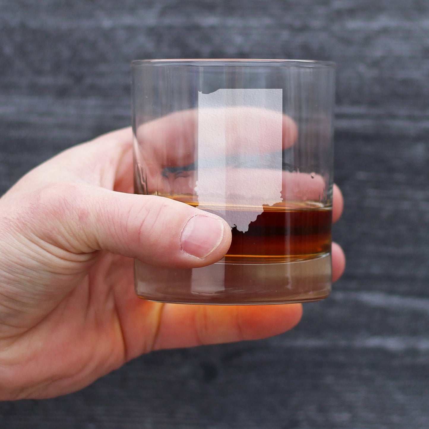 Indiana State Outline Whiskey Rocks Glass - State Themed Drinking Decor and Gifts for Hoosier Women & Men - 10.25 Oz Whisky Tumbler Glasses