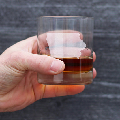 Iowa State Outline Whiskey Rocks Glass - State Themed Drinking Decor and Gifts for Iowan Women & Men - 10.25 Oz Whisky Tumbler Glasses