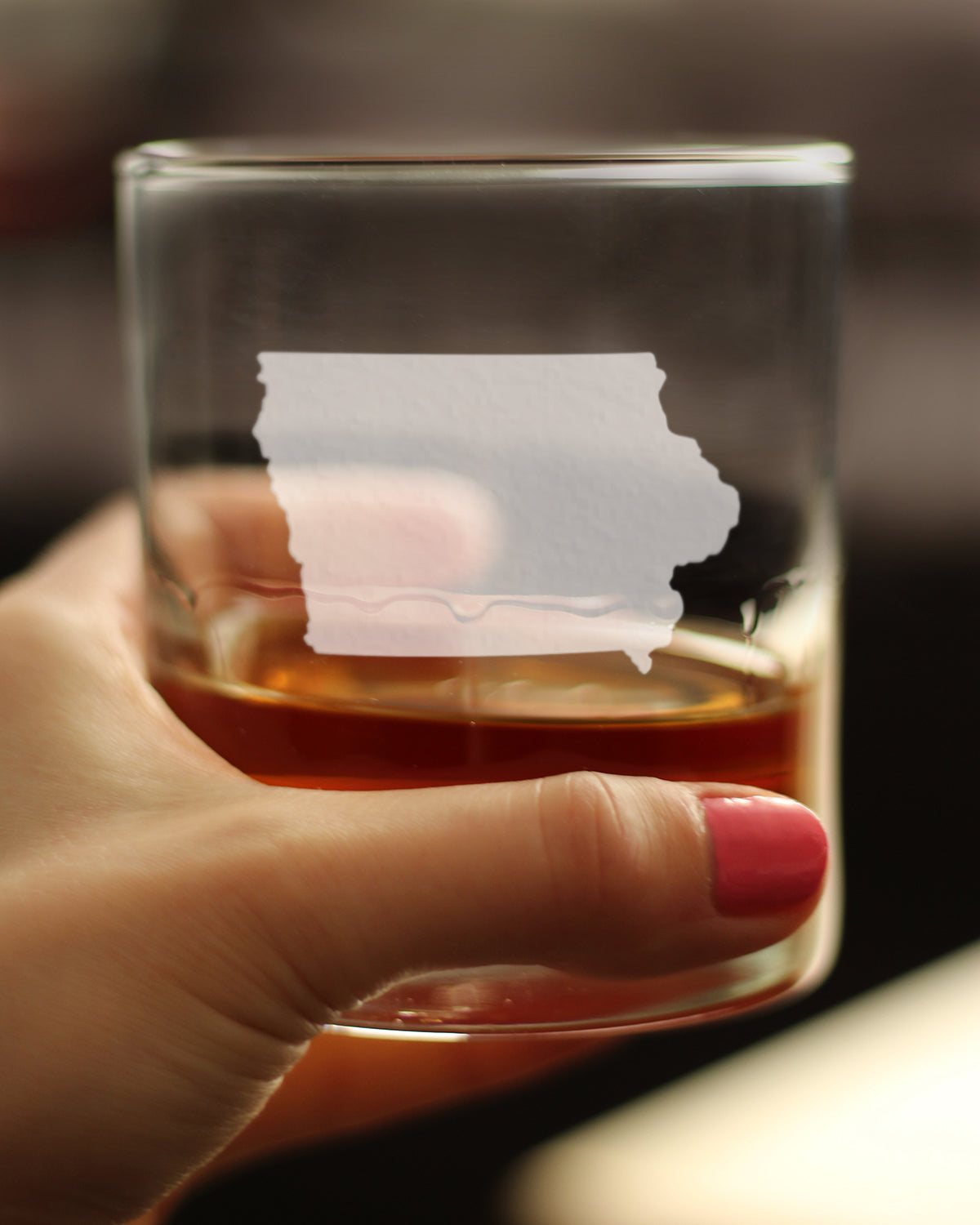 Iowa State Outline Whiskey Rocks Glass - State Themed Drinking Decor and Gifts for Iowan Women & Men - 10.25 Oz Whisky Tumbler Glasses