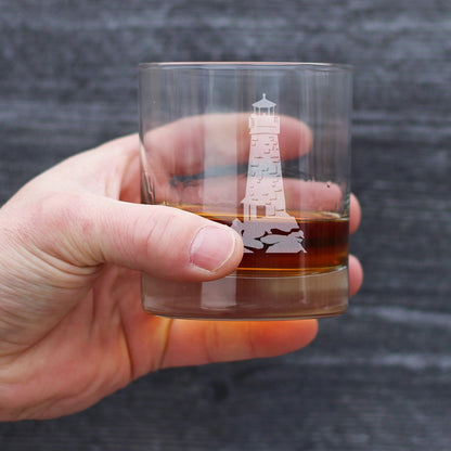 Lighthouse Whiskey Rocks Glass - Nautical Themed Decor and Gifts for Beach Lovers - 10.25 Oz Glasses