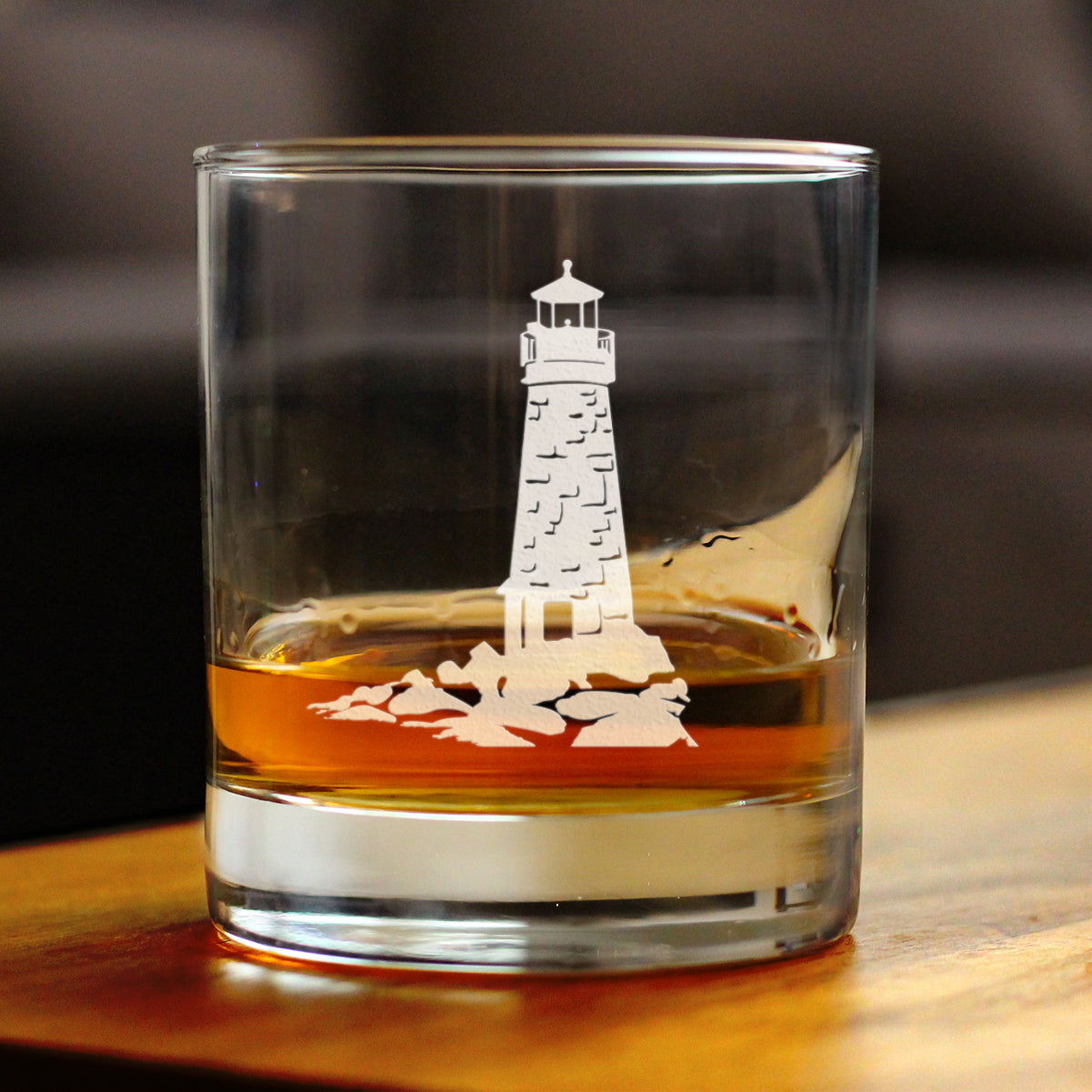 Lighthouse Whiskey Rocks Glass - Nautical Themed Decor and Gifts for Beach Lovers - 10.25 Oz Glasses