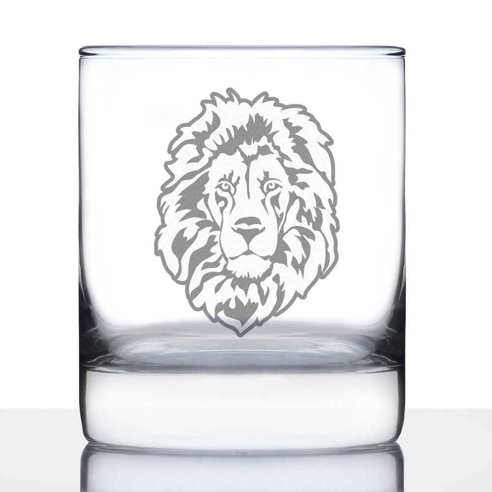 Lion Whiskey Rocks Glass - Fun Safari Themed Decor and Gifts for Lovers of African Wild Animals - 10.25 Oz Glasses
