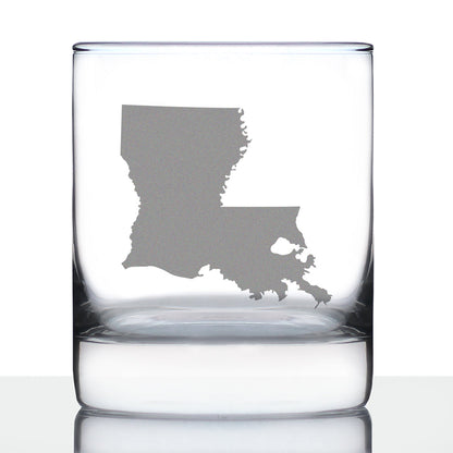 Louisiana State Outline Whiskey Rocks Glass - State Themed Drinking Decor and Gifts for Louisianian Women & Men - 10.25 Oz Whisky Tumbler Glasses