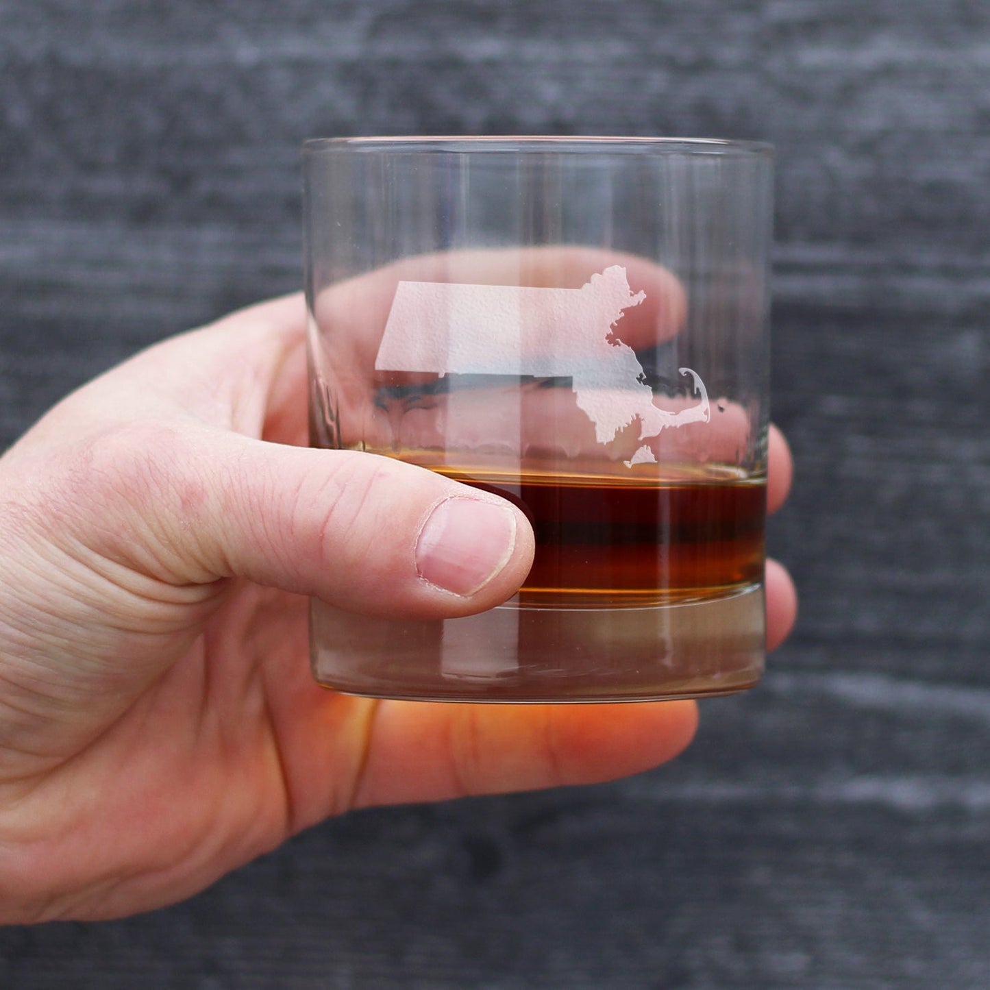 Massachusetts State Outline Whiskey Rocks Glass - State Themed Drinking Decor and Gifts for Bay Stater Women & Men - 10.25 Oz Whisky Tumbler Glasses