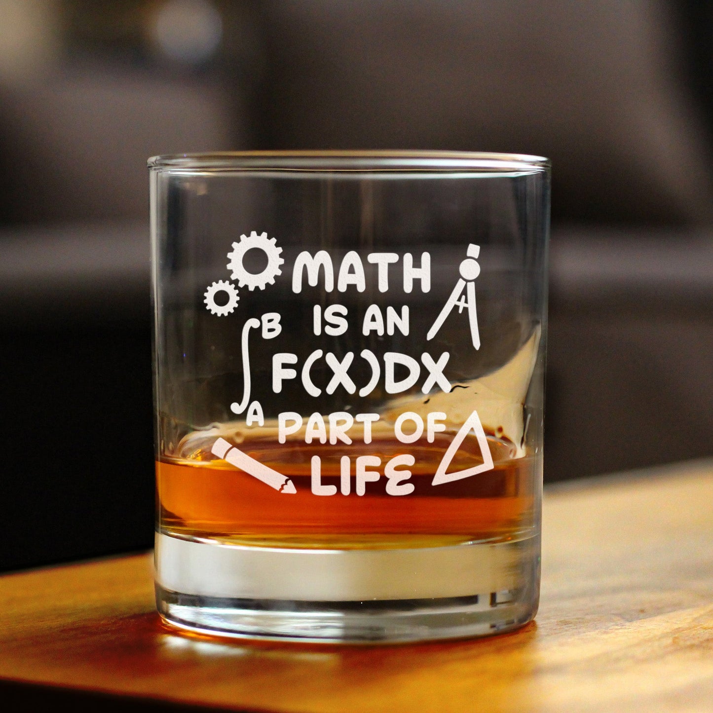 Math is an Integral Part of Life – Whiskey Rocks Glass - Funny Math Nerd or Teacher Gifts for Women & Men - 10.25 Oz
