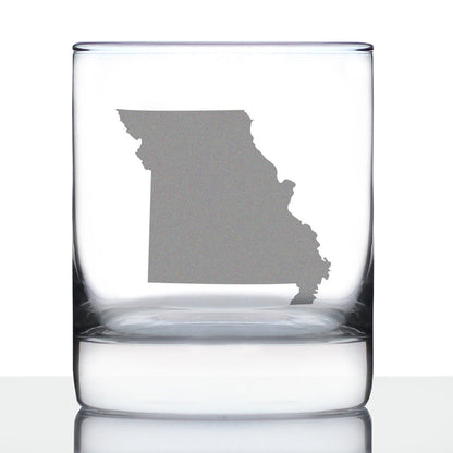 Missouri State Outline Whiskey Rocks Glass - State Themed Drinking Decor and Gifts for Missourian Women & Men - 10.25 Oz Whisky Tumbler Glasses