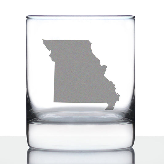 Missouri State Outline Whiskey Rocks Glass - State Themed Drinking Decor and Gifts for Missourian Women & Men - 10.25 Oz Whisky Tumbler Glasses