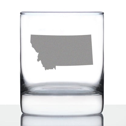 Montana State Outline Whiskey Rocks Glass - State Themed Drinking Decor and Gifts for Montanan Women & Men - 10.25 Oz Whisky Tumbler Glasses