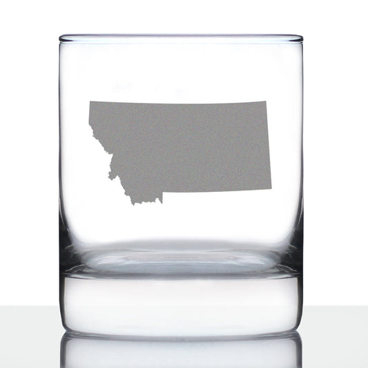 Montana State Outline Whiskey Rocks Glass - State Themed Drinking Decor and Gifts for Montanan Women & Men - 10.25 Oz Whisky Tumbler Glasses