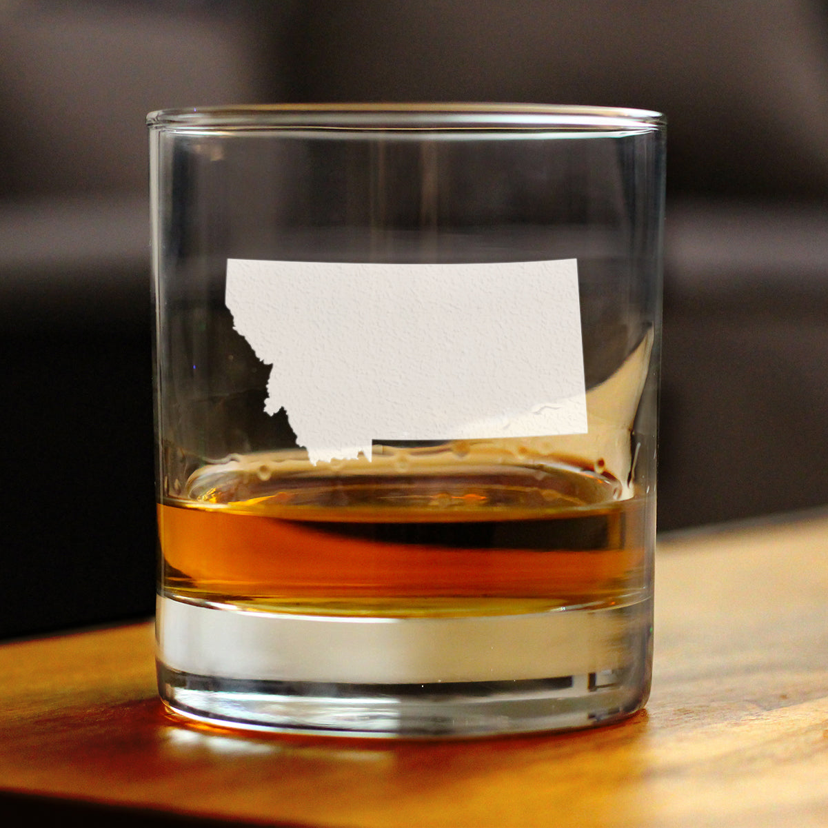 Montana State Outline Whiskey Rocks Glass - State Themed Drinking Decor and Gifts for Montanan Women & Men - 10.25 Oz Whisky Tumbler Glasses