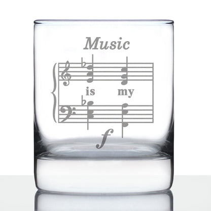 Music Is My Forte - Whiskey Rocks Glass - Funny Musician Gifts and Musical Accessories - 10.25 Oz Glasses
