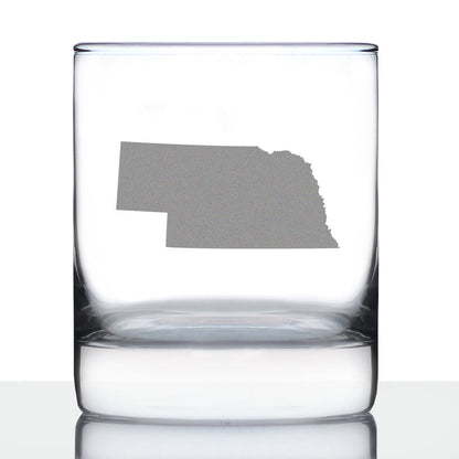 Nebraska State Outline Whiskey Rocks Glass - State Themed Drinking Decor and Gifts for Nebraskan Women & Men - 10.25 Oz Whisky Tumbler Glasses