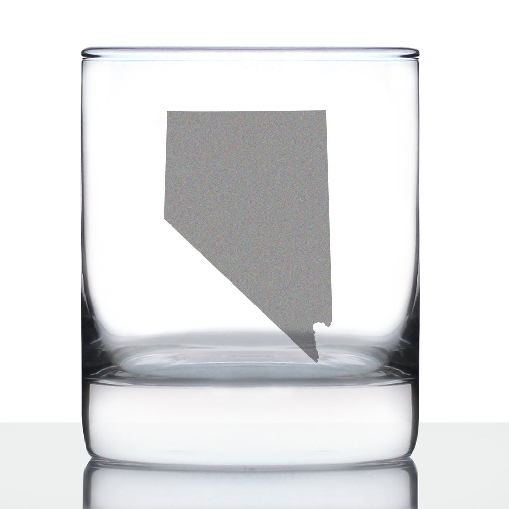 Nevada State Outline Whiskey Rocks Glass - State Themed Drinking Decor and Gifts for Nevadan Women & Men - 10.25 Oz Whisky Tumbler Glasses