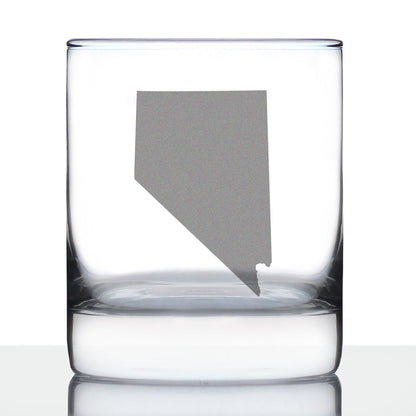 Nevada State Outline Whiskey Rocks Glass - State Themed Drinking Decor and Gifts for Nevadan Women & Men - 10.25 Oz Whisky Tumbler Glasses
