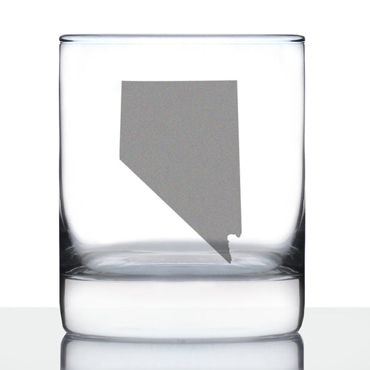 Nevada State Outline Whiskey Rocks Glass - State Themed Drinking Decor and Gifts for Nevadan Women & Men - 10.25 Oz Whisky Tumbler Glasses
