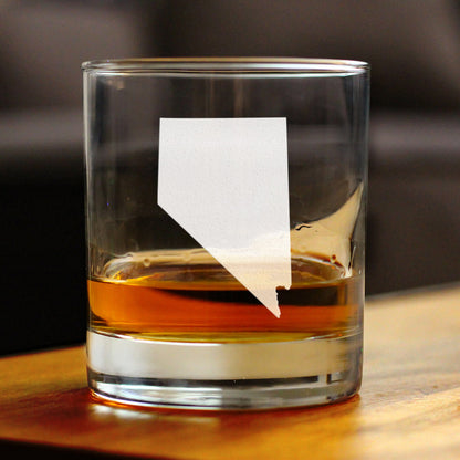 Nevada State Outline Whiskey Rocks Glass - State Themed Drinking Decor and Gifts for Nevadan Women & Men - 10.25 Oz Whisky Tumbler Glasses