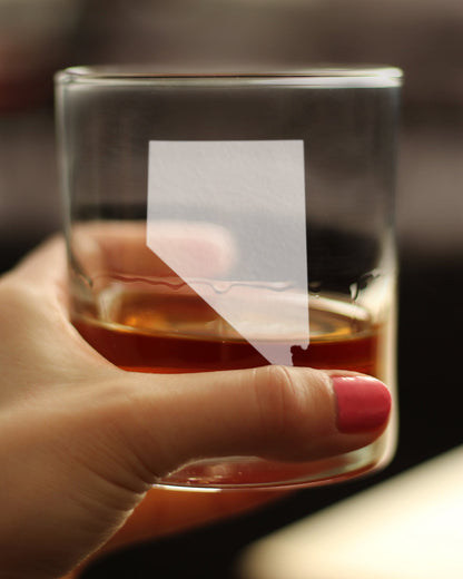 Nevada State Outline Whiskey Rocks Glass - State Themed Drinking Decor and Gifts for Nevadan Women & Men - 10.25 Oz Whisky Tumbler Glasses