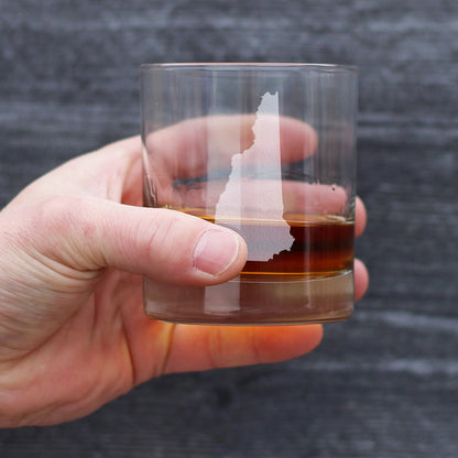 New Hampshire State Outline Whiskey Rocks Glass - State Themed Drinking Decor and Gifts for New Hampshirite Women & Men - 10.25 Oz Whisky Tumbler Glasses
