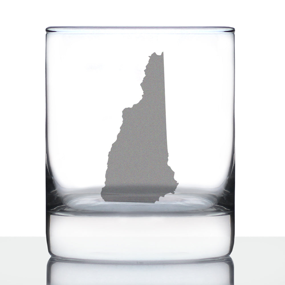 New Hampshire State Outline Whiskey Rocks Glass - State Themed Drinking Decor and Gifts for New Hampshirite Women & Men - 10.25 Oz Whisky Tumbler Glasses
