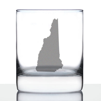 New Hampshire State Outline Whiskey Rocks Glass - State Themed Drinking Decor and Gifts for New Hampshirite Women & Men - 10.25 Oz Whisky Tumbler Glasses