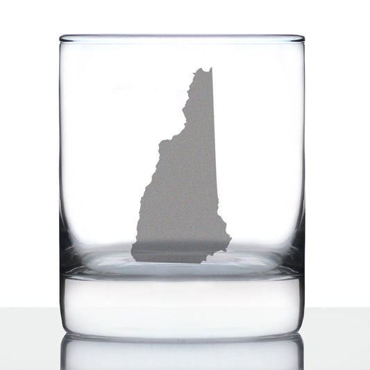 New Hampshire State Outline Whiskey Rocks Glass - State Themed Drinking Decor and Gifts for New Hampshirite Women & Men - 10.25 Oz Whisky Tumbler Glasses