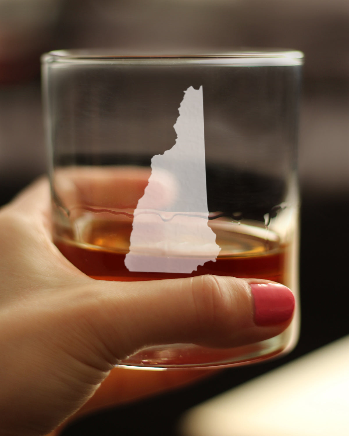New Hampshire State Outline Whiskey Rocks Glass - State Themed Drinking Decor and Gifts for New Hampshirite Women & Men - 10.25 Oz Whisky Tumbler Glasses