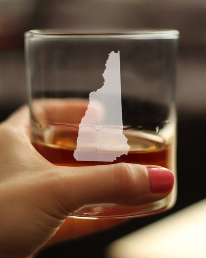 New Hampshire State Outline Whiskey Rocks Glass - State Themed Drinking Decor and Gifts for New Hampshirite Women & Men - 10.25 Oz Whisky Tumbler Glasses