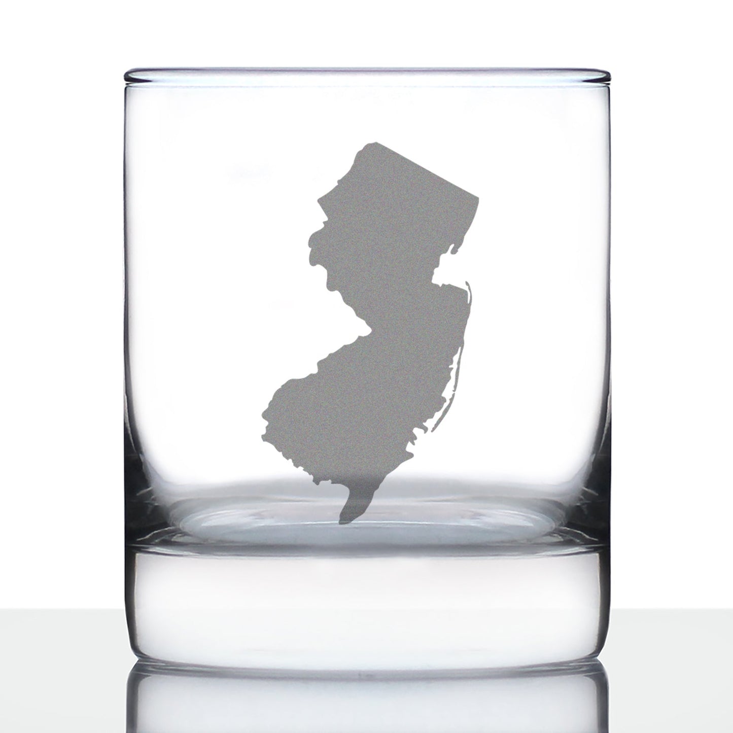 New Jersey State Outline Whiskey Rocks Glass - State Themed Drinking Decor and Gifts for New Jerseyan Women & Men - 10.25 Oz Whisky Tumbler Glasses