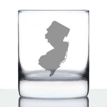 New Jersey State Outline Whiskey Rocks Glass - State Themed Drinking Decor and Gifts for New Jerseyan Women & Men - 10.25 Oz Whisky Tumbler Glasses