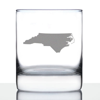 North Carolina State Outline Whiskey Rocks Glass - State Themed Drinking Decor and Gifts for North Carolinian Women & Men - 10.25 Oz Whisky Tumbler Glasses