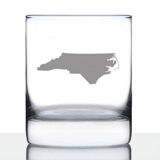 North Carolina State Outline Whiskey Rocks Glass - State Themed Drinking Decor and Gifts for North Carolinian Women & Men - 10.25 Oz Whisky Tumbler Glasses