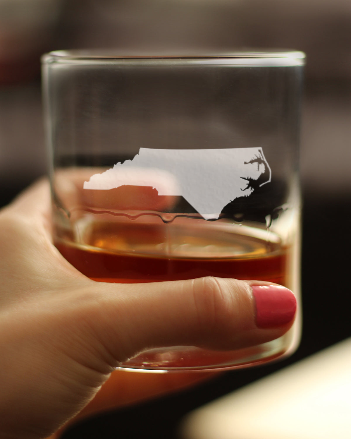 North Carolina State Outline Whiskey Rocks Glass - State Themed Drinking Decor and Gifts for North Carolinian Women & Men - 10.25 Oz Whisky Tumbler Glasses