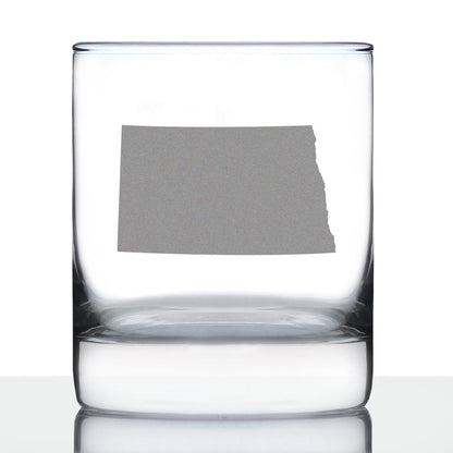 North Dakota State Outline Whiskey Rocks Glass - State Themed Drinking Decor and Gifts for North Dakotan Women & Men - 10.25 Oz Whisky Tumbler Glasses