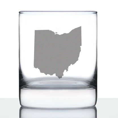 Ohio State Outline Whiskey Rocks Glass - State Themed Drinking Decor and Gifts for Ohioan Women & Men - 10.25 Oz Whisky Tumbler Glasses
