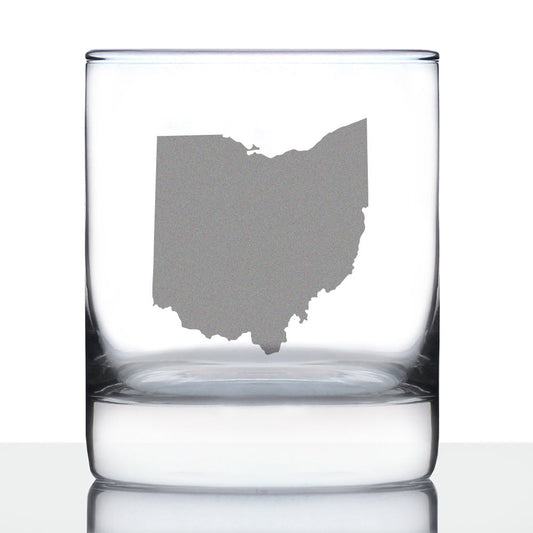 Ohio State Outline Whiskey Rocks Glass - State Themed Drinking Decor and Gifts for Ohioan Women & Men - 10.25 Oz Whisky Tumbler Glasses