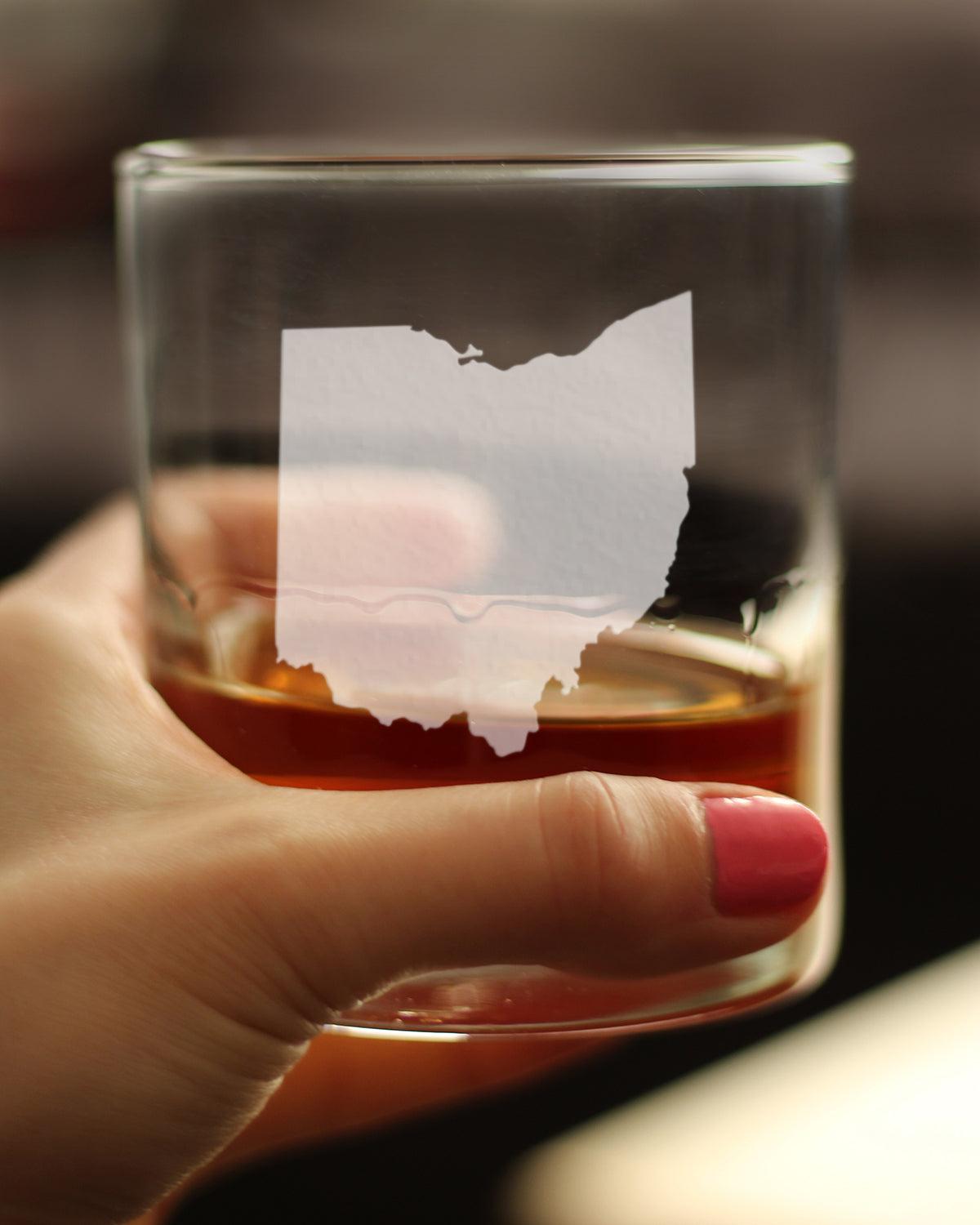 Ohio State Outline Whiskey Rocks Glass - State Themed Drinking Decor and Gifts for Ohioan Women & Men - 10.25 Oz Whisky Tumbler Glasses