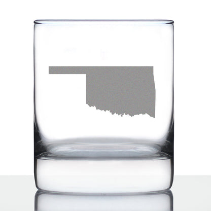 Oklahoma State Outline Whiskey Rocks Glass - State Themed Drinking Decor and Gifts for Oklahoman Women & Men - 10.25 Oz Whisky Tumbler Glasses