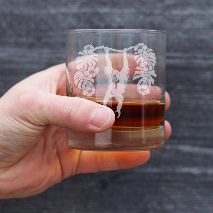 Orangutan Rocks Glass - Fun Wild Animal Themed Decor and Gifts for Lovers of Apes and Monkeys - 10.25 Oz Glasses