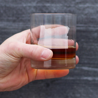 Oregon State Outline Whiskey Rocks Glass - State Themed Drinking Decor and Gifts for Oregonian Women & Men - 10.25 Oz Whisky Tumbler Glasses